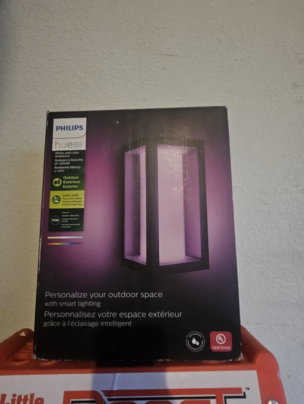 Philips Black Outdoor Hue Wall Lantern with Purple Lighting